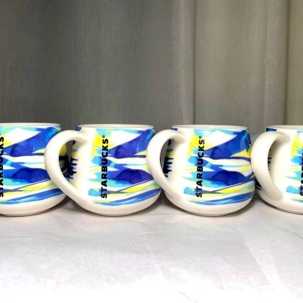 Starbucks Espresso Demitasse Cup BlueYellow Watercolor Coffee Mug (1) 3 oz Cup - Picture 3 of 4